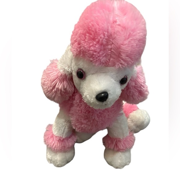 VTG Bear Factory Puppy Dog Poodle Plush Upright w/Pouch Pink White Fluffy 2001 - Picture 7 of 7
